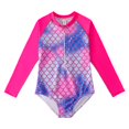 thumbnail image 1 of Girl Rash Guard Swimsuits Ruffle Long Sleeve Sun Protection Bathing Suit for Teens 10-12 Years, 1 of 3