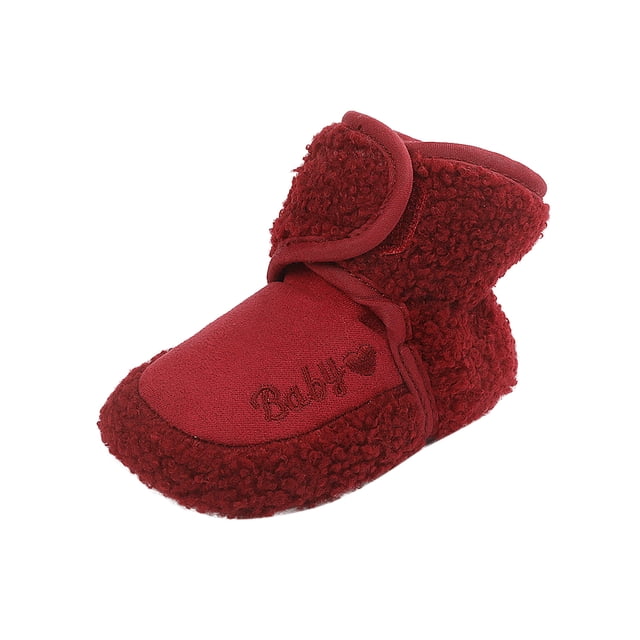 dmqupv Cowgirl pour Tout-Petits Boots Baby Garçons Filles Bottes de Neige en Peluche Douce Chaudes en Coton Premières Chaussures de Marche Rouges, Taille US 6