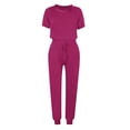 thumbnail image 4 of Yuyuzo Womens Workout Sets 2 Piece Short Sleeve Crew Neck T-Shirts Drawstring Jogger Pants with Pockets, 4 of 5