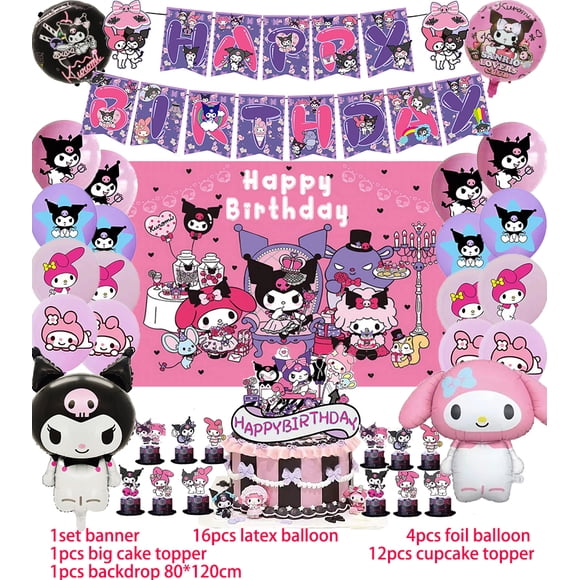 Sanrio Kuromi Theme Birthday Party Decoration Balloon Backdrop Cake Supplies Baby Shower