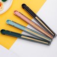 thumbnail image 2 of 1 Set Food Chopsticks BPA Free Non-Slip Rust-proof Corrosion Resistant Mirror Polish Food Pick Stainless Steel Chopsticks Tableware with Folding Storage Box for Office, 2 of 7