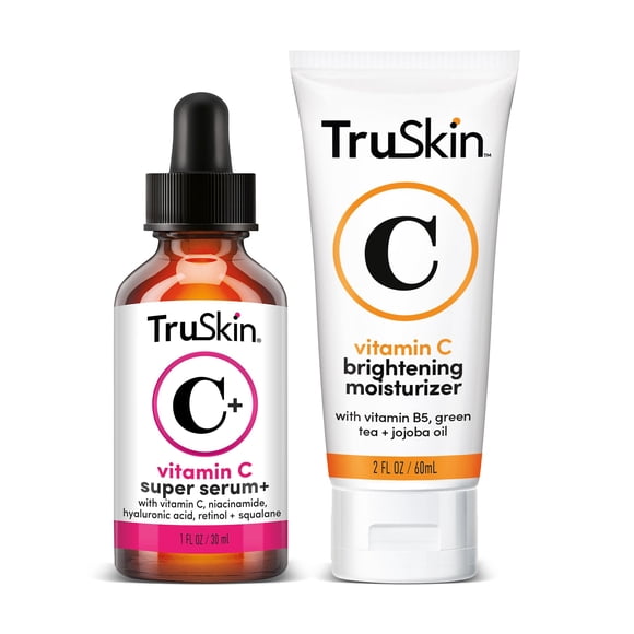 TruSkin Super C Duo with Vitamin C Plus Super Serum 1 fl oz & Vitamin C Brightening Moisturizer 2 fl oz â?? Anti Aging Skin Care Gift Set for Bright, Smooth, Firmer-Looking Skin