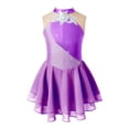 thumbnail image 4 of Oyolan Robe de Patinage Artistique Sans Manches à Paillettes en Maille Florale pour Filles avec Strass, Violet 10, 4 of 7