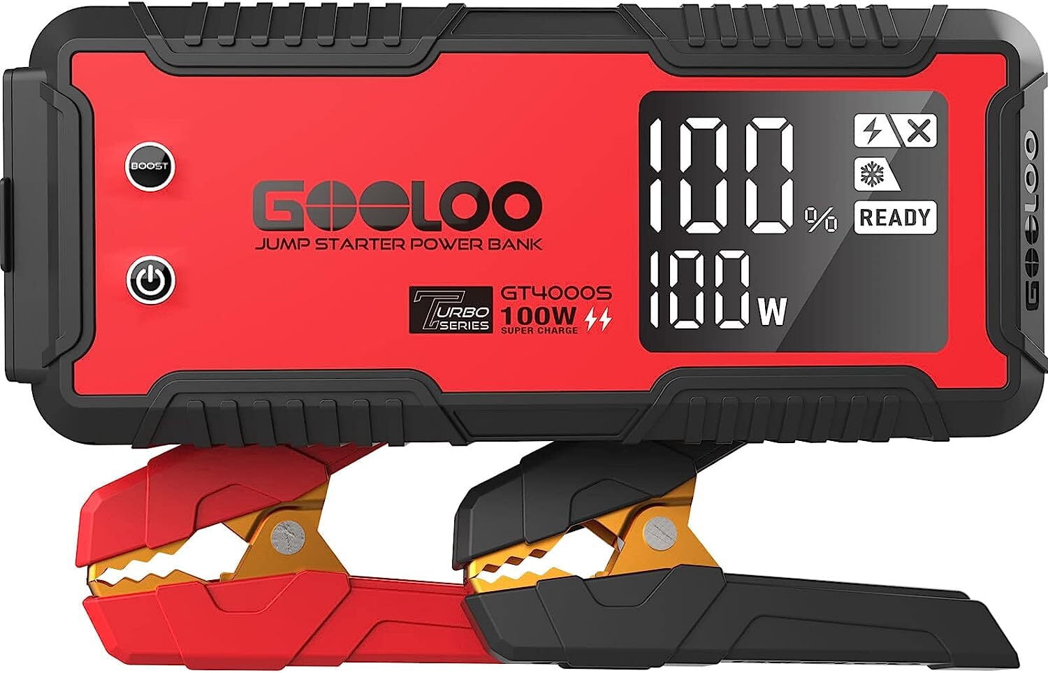 GOOLOO GT4000S Car Jump Starter 4000A 12V Jump Pack for 10L Diesel and 12L Gas Engines, 100W Two-Way Fast-Charging Portable Car Battery Booster Box SuperSafe