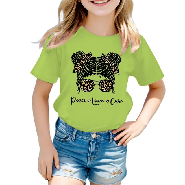 TZEWGL Tops For Child Graphic Printing Round Neck Short Sleeve Clothing For Infnants size 11-12T