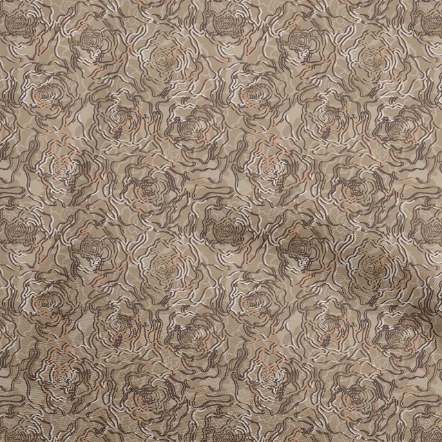 oneOone Rayon Brown Fabric Abstract Fabric For Sewing Printed Craft Fabric By The Yard 56 Inch Wide