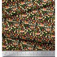 thumbnail image 2 of Soimoi Georgette Viscose Fabric Leaves & Fox Face Cartoon Print Sewing Fabric Yard 42 Inch Wide, 2 of 3
