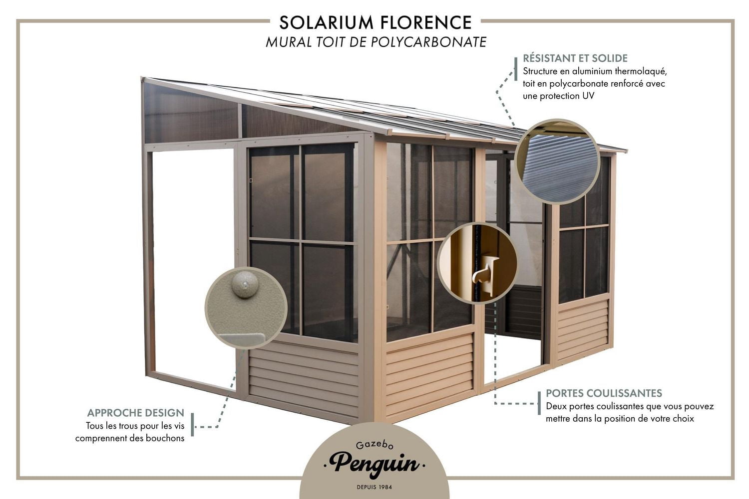 Gazebo Penguin Florence Ajouter Une Pièce 10 ft. x 12 ft. en Sable