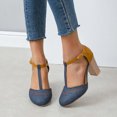thumbnail image 2 of Leutsin Sandales à Talon Épais à Boucle Creuse pour Femmes Chaussures Simples Assorties, 2 of 7