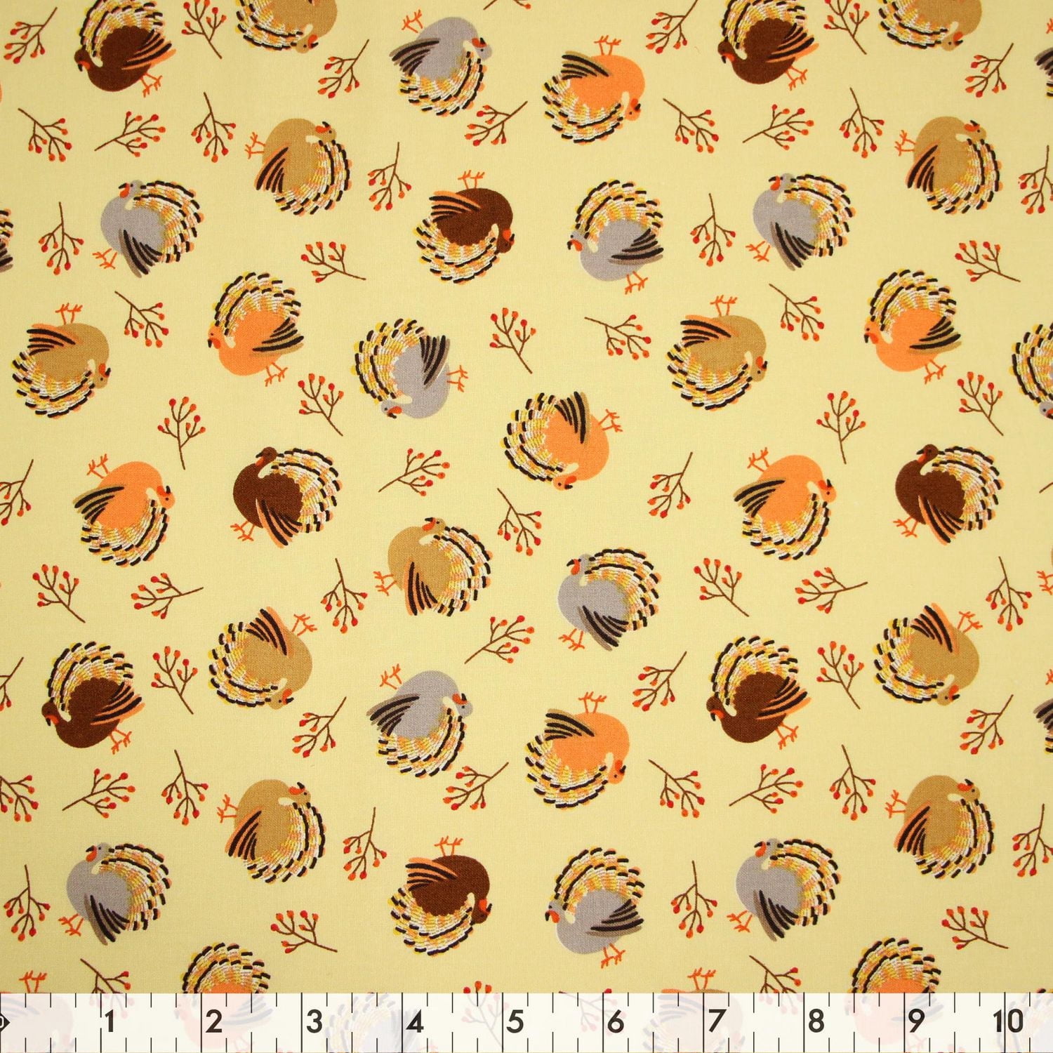 FABRIC CREATIONS tissu de coton au mètre 107 cm (42 po), crème Harvest Turkeys