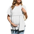 thumbnail image 1 of Liquidation d'Économies d'Été! Tunique à Manches Courtes à Col Rond pour Femmes Enceintes, Blouse Décontractée de Printemps Été, Chemise de Maternité Confortable et Tendance pour le Quotidien Liquidation Ventes Aujourd'hui Aubaines Prime, 1 of 8