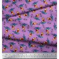 thumbnail image 3 of Soimoi Modal Satin Fabric Text,Rugby Ball & Bird Cartoon Printed Craft Fabric by The Yard 42 Inch Wide, 3 of 3