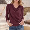 thumbnail image 2 of Blouse à Col Bénitier pour Femme 2025 - Haut Habillé Froncé / Tunique à Manches Longues pour Tenue de Bureau Décontractée, 2 of 5