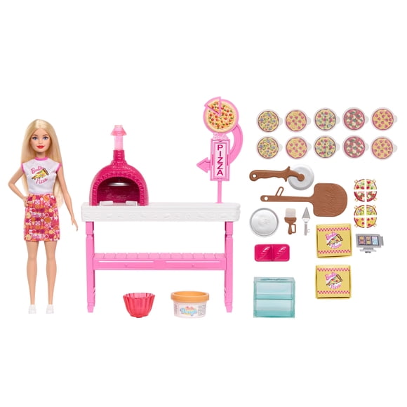 Barbie Pizza Shop Playset with Blonde Doll, Pizza Making Station, 25 Accessories