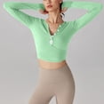 thumbnail image 4 of RXIRUCGD Haut à Col Rond pour Femme, Couleur Unie, Ample, Décontracté, Sport, Anti-Soleil, à Manches Longues, à Col en V, Haut/chemise de Sport à Manches Longues à Col en V, Vert, Taille : L, 4 of 6