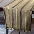 thumbnail image 3 of Le HomeCentric Linen Table Runner 14 '' x 36 '' Taupe vert lin avec broderie & pompons, 3 of 4