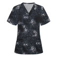 thumbnail image 1 of CHGBMOK Blouse d'Été Grande Taille pour Femmes Mode Manches Courtes Col en V Hauts Uniforme de Travail Imprimé avec Poche Hauts Uniformes de Travail pour Femmes en Liquidation, 1 of 3