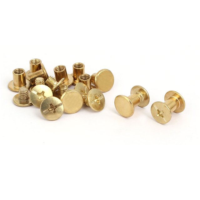 Unique Bargains 5mmx6mm Écrous de Vis de Liaison Chicago Rivets d'Amarrage Ton Laiton 10 Pcs