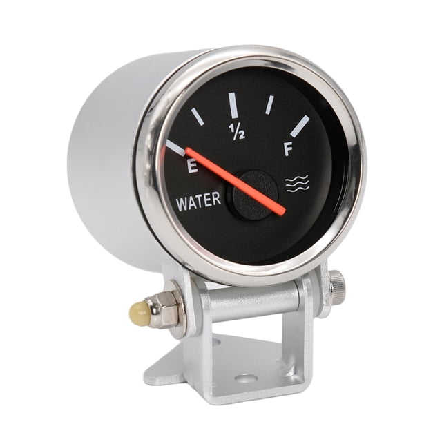 52MM Fuel Level Gauge 0-190 Ohm Oil Tank Level Indicator Meter With Silver Gauge Holder Red Backlight Water Level Meter 9-32V ,Easy Setup