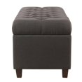 thumbnail image 3 of HomePop Ainsley Traditional Fabric Button Tufted Storage Bench in Gray, 3 of 10
