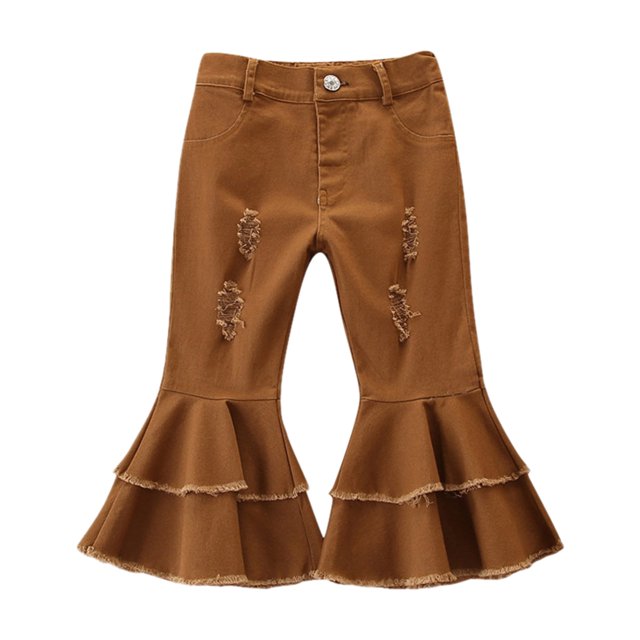 BOBOGOJP Girls Pull On Jogger Girls' Slim Boot-Cut Stretch Jeans Coffee 2-3 Years