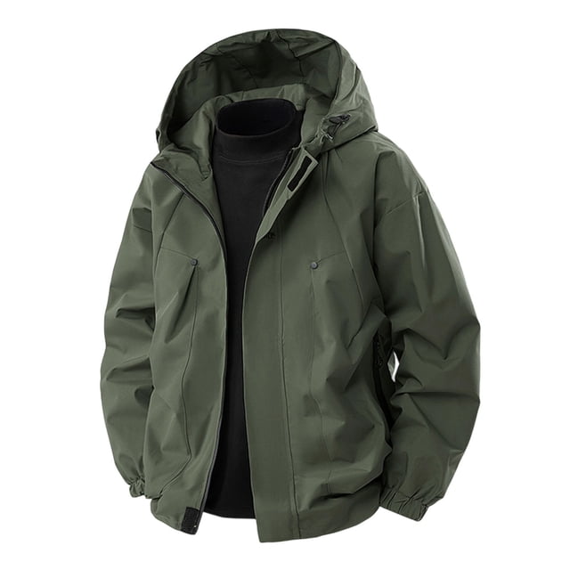 Veste de Travail Imperméable à Capuche à Manches Longues pour Homme avec Multiples Poches pour Activités de Plein Air