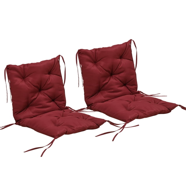 Outsunny Ensemble de 2 Coussins de Chaise de Jardin de Couleur Rouge Vin, Dotés d'Une Housse en polyester avec Rembourrage en Mousse pour le Confort. Chaque Coussin Comprend des Attaches pour un placement Sécurisé et Est Résistant à l'Eau et aux Taches. Idéal pour la Déco de patio et les Sièges Extérieurs, Mesure 38,6 Pouces de long, 19,7 Pouces de Large et 3,1 Pouces d'Épaisseur.