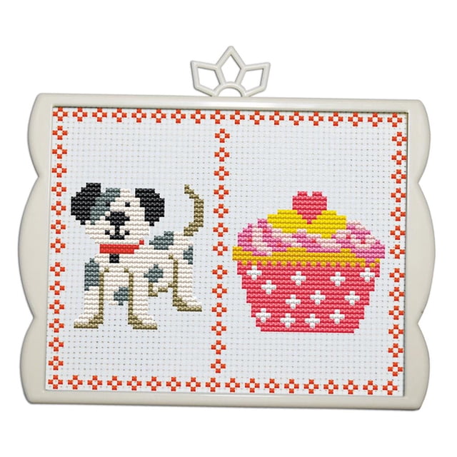 DIY Animals Cross Stitch for Kids Children 11CT Counted Dog Cake