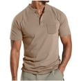 thumbnail image 2 of FAIWAD Men's Short Sleeve Shirts Button Casual Slim Mock Neck Basic Tees Summer Solid Color Workout Tops, 2 of 8