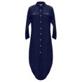 thumbnail image 4 of CEHVOM Robe d'Été pour Femme, Couleur Unie, Décontractée, à Manches Longues, Col Rabattu, Robe Maxi Décontractée de Plage, Solde, 4 of 4