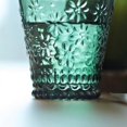thumbnail image 3 of Drinking glasses colorful glass - set of green water glasses with daisy pattern - vintage stackable water glass for drinks, cocktails, tea, 3 of 5