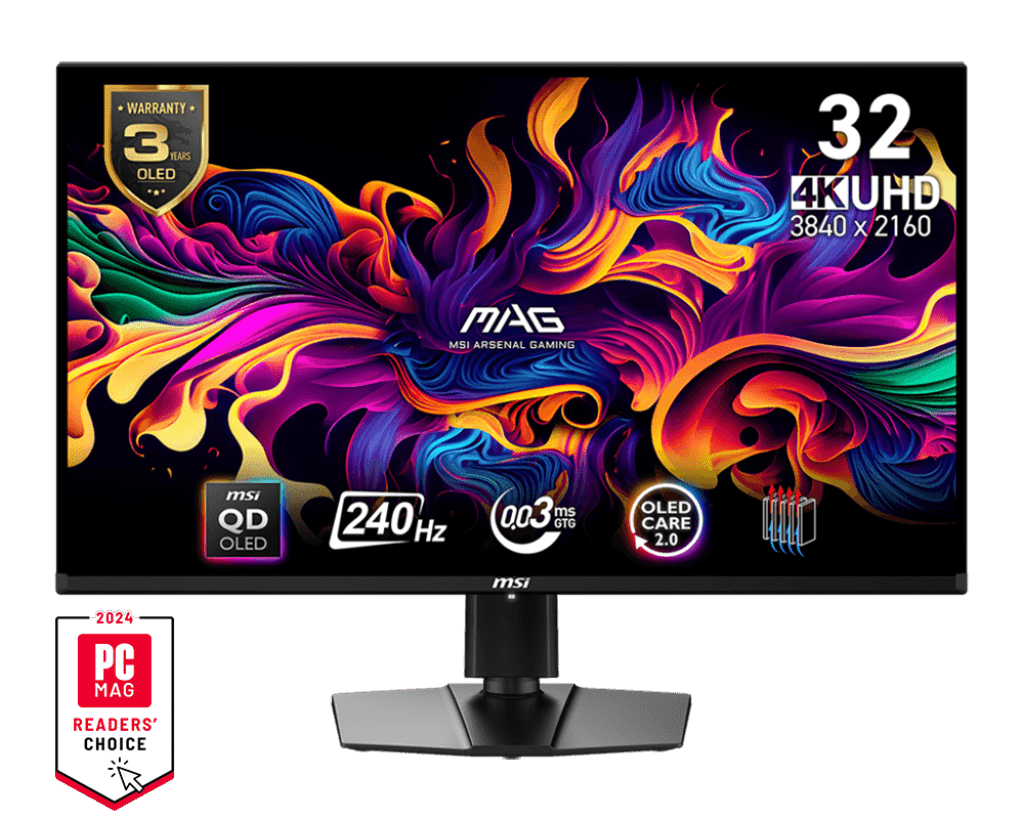 MSI 32" 3840 x 2160 (UHD) 240Hz 0.03ms (GTG) Moniteur de Jeu QD-OLED avec Inclinaison, Rotation et Hauteur Ajustable (MAG 321UPX QD-OLED)