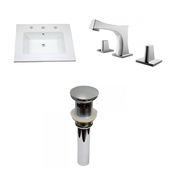 American Imaginations 25-in. W 3H8-in. Ceramic Top Set In White Color - Overflow Drain Incl. AI-29926