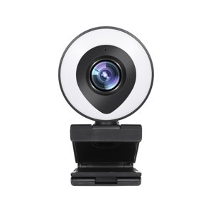 Diffusion de la webcam 1080P Complet HD avec Microphone double et lumière de bague, USB Web Camera Stream pour Ordinateur portable YouTube OBS