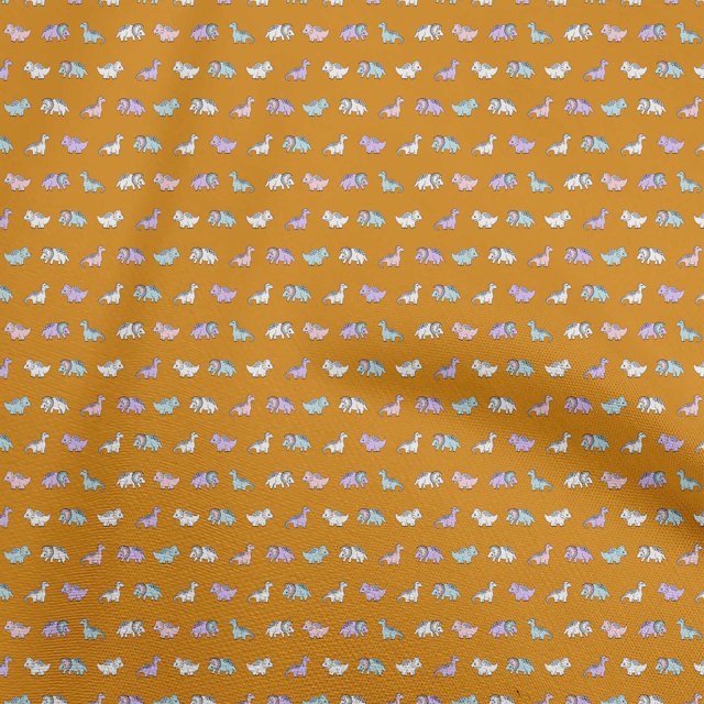 oneOone Rayon Orange Fabric Colorful Dinosaur Cartoon Craft Projects Decor Fabric Printed By The Yard 56 Inch Wide