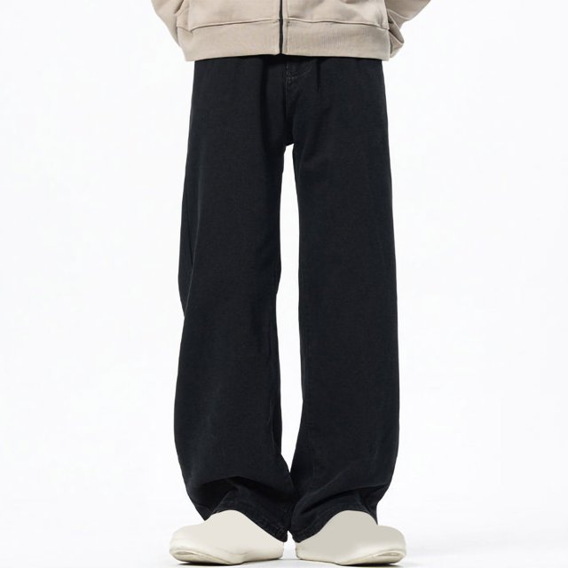 RKSTN Mens Pants Plush Thick Jeans With Elastic Drawstring Loose Oversized Straight Leg Pants Long Pants Soft Comfortable Workout Pants