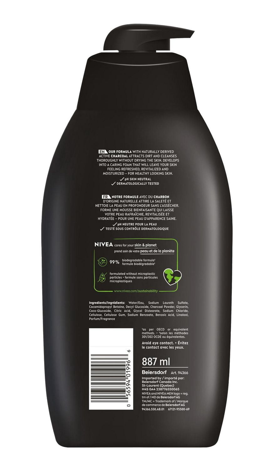NIVEA Hommes Active Clean Nettoyant pour le Corps / Gel Douche 3-en-1 pour Hommes (Corps, Visage & Cheveux)