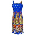 thumbnail image 1 of Peach Couture Women's Midi Multicolor Exotic Smocked Spring Summer Dress, 1 of 1