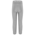 thumbnail image 3 of MSemis Girls Jazz Dance Leggings Metallic Ribbed Elastic Waistband Solid Color Toursers for Hip-hop Performance Silver 140, 3 of 7
