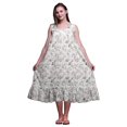 thumbnail image 1 of Bimba Chemises de Nuit Blanches en Coton Imprimé Feuilles Florales et Pivoines pour Femmes Robe Sans Manches Tenue de Nuit Robe Maxi Petit, 1 of 6