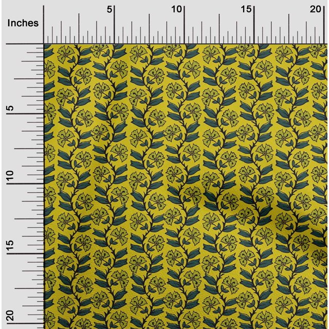 oneOone Cotton Flex Fabric Leaves & Floral Block Decor Fabric Printed BTY 40 Inch Wide