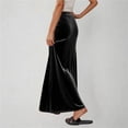 thumbnail image 4 of Kvture Ladies Fashion Women Solid Color Elastic Waist Drawstring Long Skirt Black L, 4 of 6
