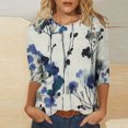 thumbnail image 1 of T-shirt Imprimé à la Mode pour Femmes T-shirt Imprimé à Manches 3/4 Blouse Col Rond Tops Décontractés T-Shirts à Manches Longues for Femmes sur Clearance, 1 of 5