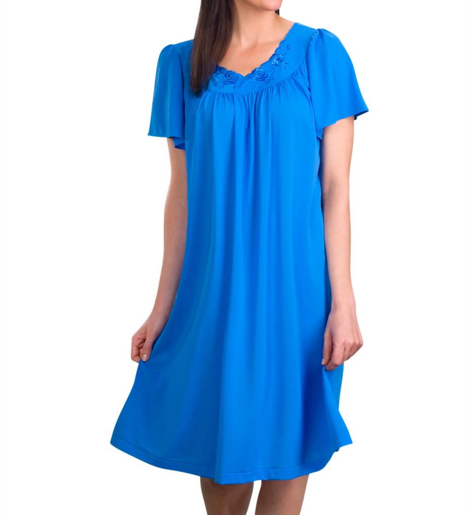 Women's Shadowline 36280 Petals Short Sleeve Gown (Sapphire 1X)