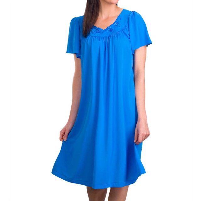 Robe à Manches Courtes pour Femmes Shadowline 36280 Petals (Saphir 3X)