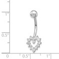 thumbnail image 2 of 10k White Gold Cubic Zirconia Cz Heart Belly Button Rings Screw Navel Bars Body Piercing Naval, 2 of 6