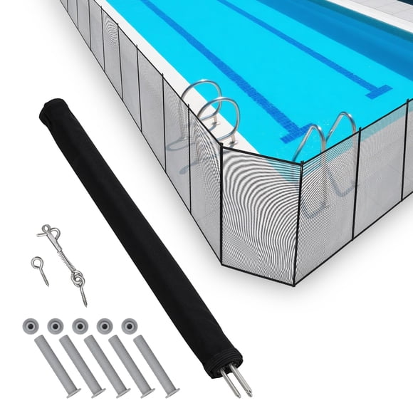 Swimming Pool Fence 4Ft x 12Ft – 320GSM Mesh with Stainless Steel Frame for Inground/Above Ground Pools, Backyard Garden Pool Safety Fence