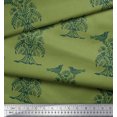 thumbnail image 2 of Soimoi Moss Georgette Fabric Leaves & Lotus Block Print Sewing Fabric Yard 42 Inch Wide, 2 of 3