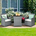 thumbnail image 1 of Costway 3PCS Patio Rattan Furniture Set Cushioned Sofa Armrest  Garden White, 1 of 10