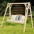 thumbnail image 4 of Gymax Wooden Porch Swing Outdoor Patio Rustic Torched Log Curved Back Bench A-Frame, 4 of 8